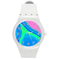 Aurora Color Rainbow Space Blue Sky Round Plastic Sport Watch (m) by Mariart