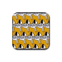 Animals Cat Dog Dalmation Rubber Coaster (square)  by Mariart