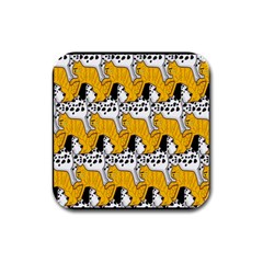 Animals Cat Dog Dalmation Rubber Square Coaster (4 Pack)  by Mariart