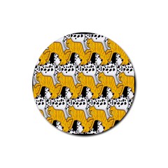 Animals Cat Dog Dalmation Rubber Coaster (round)  by Mariart