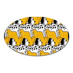 Animals Cat Dog Dalmation Oval Magnet by Mariart