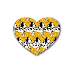 Animals Cat Dog Dalmation Rubber Coaster (heart)  by Mariart