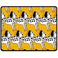 Animals Cat Dog Dalmation Fleece Blanket (medium)  by Mariart