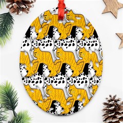 Animals Cat Dog Dalmation Ornament (oval Filigree) by Mariart