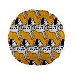 Animals Cat Dog Dalmation Standard 15  Premium Round Cushions by Mariart