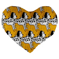 Animals Cat Dog Dalmation Large 19  Premium Heart Shape Cushions by Mariart