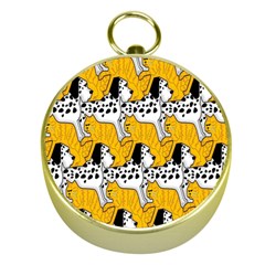 Animals Cat Dog Dalmation Gold Compasses by Mariart