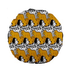 Animals Cat Dog Dalmation Standard 15  Premium Flano Round Cushions by Mariart