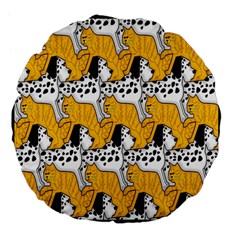 Animals Cat Dog Dalmation Large 18  Premium Flano Round Cushions by Mariart