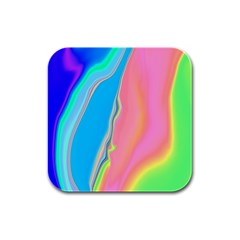 Aurora Color Rainbow Space Blue Sky Purple Yellow Green Pink Rubber Square Coaster (4 Pack)  by Mariart