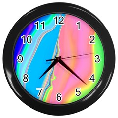 Aurora Color Rainbow Space Blue Sky Purple Yellow Green Pink Wall Clocks (black) by Mariart