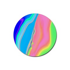 Aurora Color Rainbow Space Blue Sky Purple Yellow Green Pink Rubber Round Coaster (4 Pack)  by Mariart