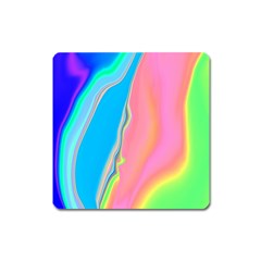 Aurora Color Rainbow Space Blue Sky Purple Yellow Green Pink Square Magnet by Mariart