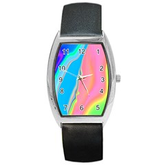 Aurora Color Rainbow Space Blue Sky Purple Yellow Green Pink Barrel Style Metal Watch by Mariart