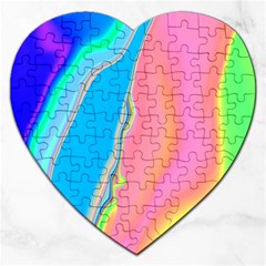 Aurora Color Rainbow Space Blue Sky Purple Yellow Green Pink Jigsaw Puzzle (heart) by Mariart