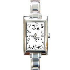 Black Leaf Tatto Rectangle Italian Charm Watch by Mariart