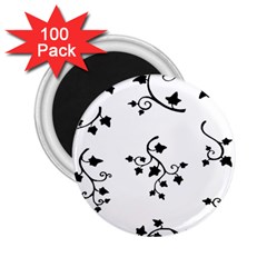 Black Leaf Tatto 2 25  Magnets (100 Pack)  by Mariart