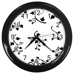 Black Leaf Tatto Wall Clocks (black)