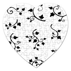 Black Leaf Tatto Jigsaw Puzzle (heart) by Mariart