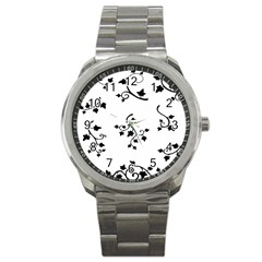 Black Leaf Tatto Sport Metal Watch by Mariart