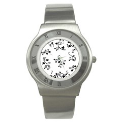 Black Leaf Tatto Stainless Steel Watch by Mariart