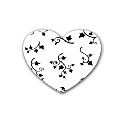 Black Leaf Tatto Heart Coaster (4 Pack)  by Mariart