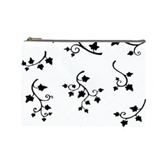 Black Leaf Tatto Cosmetic Bag (large)  by Mariart