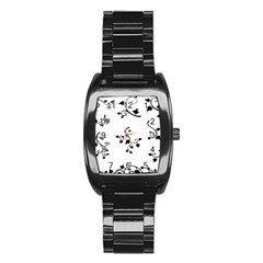 Black Leaf Tatto Stainless Steel Barrel Watch by Mariart