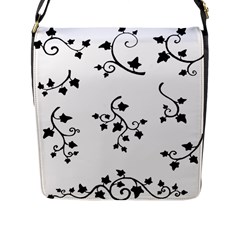 Black Leaf Tatto Flap Messenger Bag (l)  by Mariart