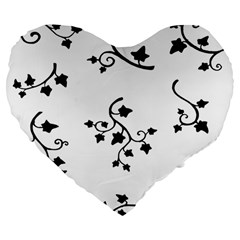 Black Leaf Tatto Large 19  Premium Flano Heart Shape Cushions by Mariart