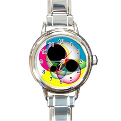 Apollonius Color Multi Circle Polkadot Round Italian Charm Watch