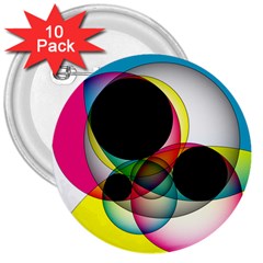 Apollonius Color Multi Circle Polkadot 3  Buttons (10 Pack)  by Mariart