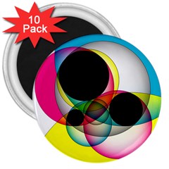 Apollonius Color Multi Circle Polkadot 3  Magnets (10 Pack)  by Mariart