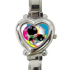 Apollonius Color Multi Circle Polkadot Heart Italian Charm Watch