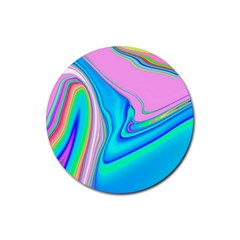 Aurora Color Rainbow Space Blue Sky Purple Yellow Green Pink Red Rubber Coaster (round) 