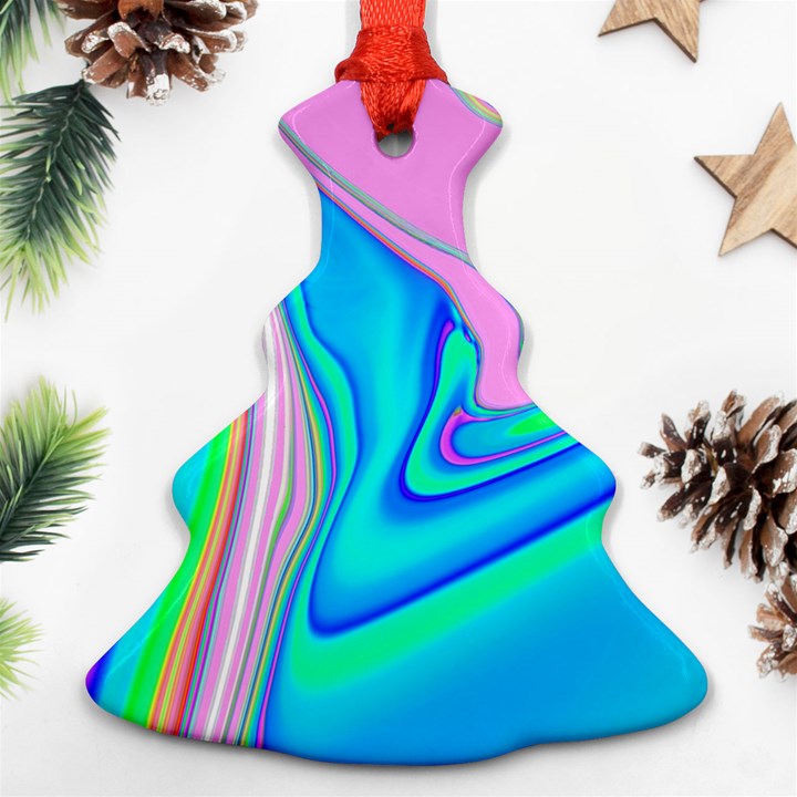 Aurora Color Rainbow Space Blue Sky Purple Yellow Green Pink Red Christmas Tree Ornament (Two Sides)