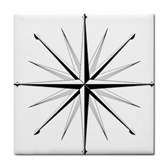 Compase Star Rose Black White Tile Coasters by Mariart