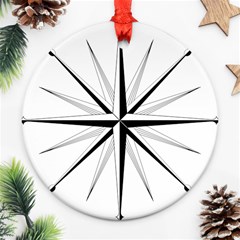 Compase Star Rose Black White Ornament (round) by Mariart