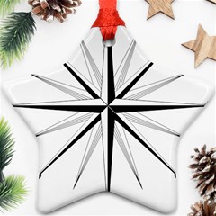 Compase Star Rose Black White Ornament (star) by Mariart