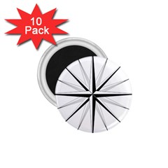 Compase Star Rose Black White 1 75  Magnets (10 Pack)  by Mariart