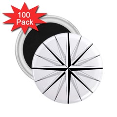 Compase Star Rose Black White 2 25  Magnets (100 Pack)  by Mariart