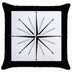 Compase Star Rose Black White Throw Pillow Case (black) by Mariart