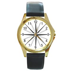 Compase Star Rose Black White Round Gold Metal Watch by Mariart