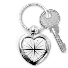 Compase Star Rose Black White Key Chains (heart)  by Mariart