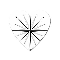 Compase Star Rose Black White Heart Magnet by Mariart