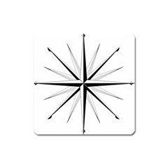 Compase Star Rose Black White Square Magnet by Mariart