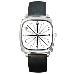 Compase Star Rose Black White Square Metal Watch by Mariart