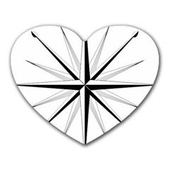 Compase Star Rose Black White Heart Mousepads by Mariart