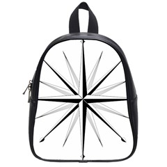 Compase Star Rose Black White School Bags (small)  by Mariart