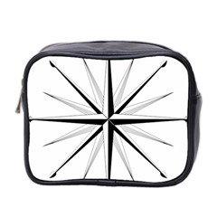 Compase Star Rose Black White Mini Toiletries Bag 2-side by Mariart